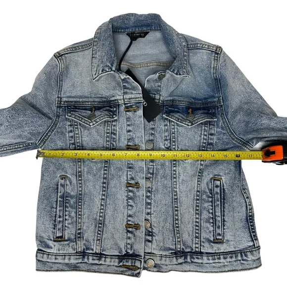 NWT Free People x Driftwood Trucker Bandana Insert Denim Jacket xs - Picture 8 of 12